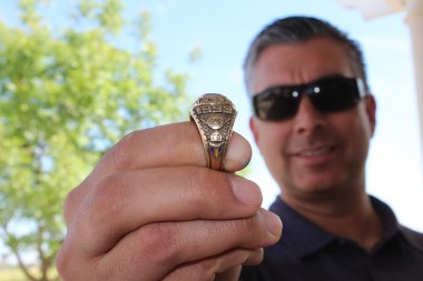 Adam Terronez with class ring, a ring he probably thought he'd never see again.